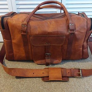 Komal's Passion Leather 21 Inch Leather Duffel Travel Overnight Weekend Duffel B